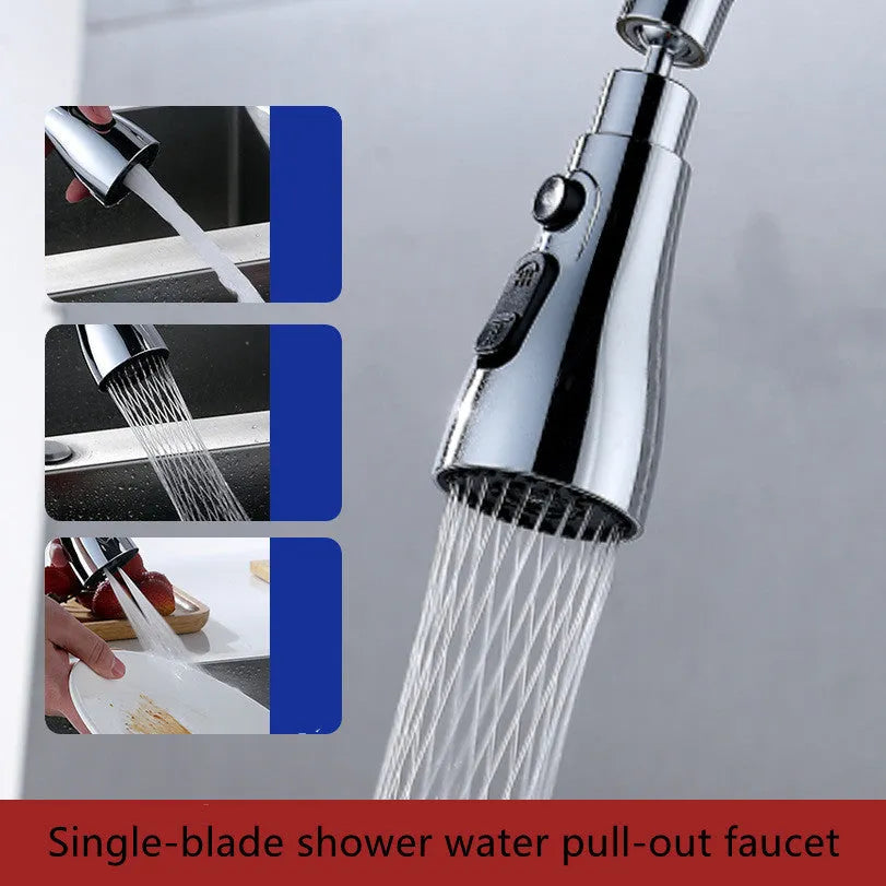 Universal pressurised kitchen faucet sprayer with 360-degree rotating head in matte black finish