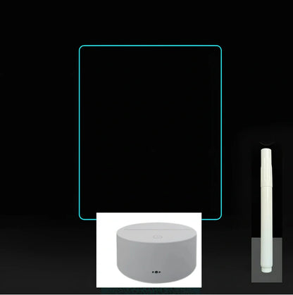 3D acrylic LED message board with touch controls showing illuminated writing on 3.5mm thick surface