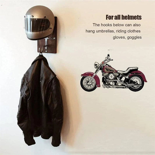 Motorcycle helmet and jacket wall-mounted organizer hook
