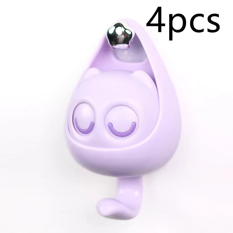 Interactive blink cat coat hook in six colors, perfect for home decor and organization