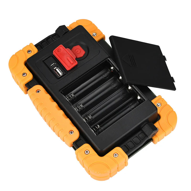 Aluminium Alloy COB Work Light 50W High Power 120 Degree Wide Beam IP65 Waterproof USB Rechargeable Torch for Camping Travel Hunting Fishing Emergency Home Maintenance Yellow