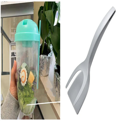 1000ml BPA-Free Salad Cup Set with Fork and Dressing Holder in four colors