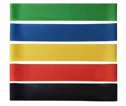 Natural latex resistance bands for yoga and fitness in various colors and resistance levels