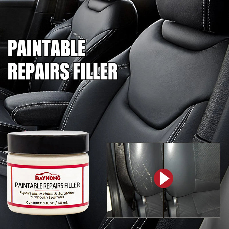Car seat scratch repair paste is a 60ml leather filling paste containing hydroxypropyl methyl cellulose and polyvinyl acetate latex in a practical 5 x 4.4 cm tube for sofa and upholstery repair work at home
