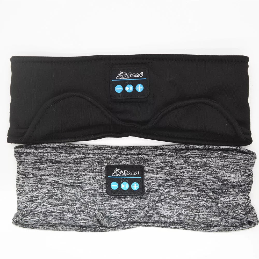 Bluetooth Music Headband with Sleep Scarf in black and gray