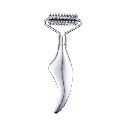3cm heart-shaped stainless steel facial massage roller and scraping plate set with acupoint map