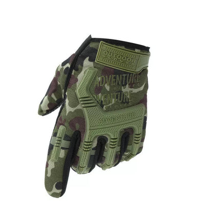 Camouflage full finger gloves for outdoor activities with durable staircase cloth and microfiber fabric