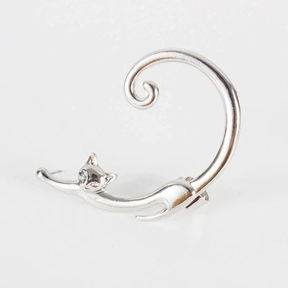 Stylish cat ear cuff earring with punk rock inspired design in black, gold, and silver colors