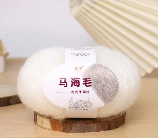 Mohair scarf DIY kit with wool ball and hand-weaving instructions for 180cm spring accessory