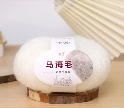 Mohair scarf DIY kit with wool ball and hand-weaving instructions for 180cm spring accessory