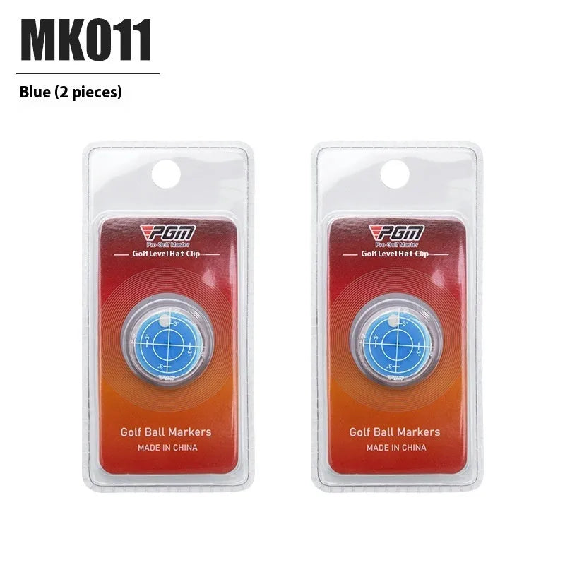 Golf hat clip ball marker, 25mm plastic balance tool in red and blue, clip-on hat accessory