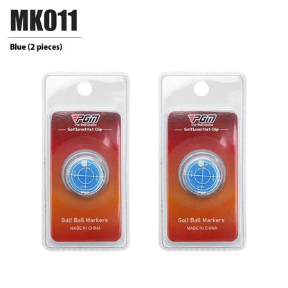 Golf hat clip ball marker, 25mm plastic balance tool in red and blue, clip-on hat accessory