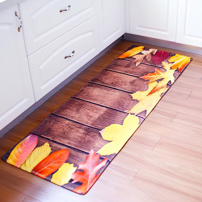 Printed long floor mat measuring 60x180cm with colourful pattern for bathroom and kitchen use