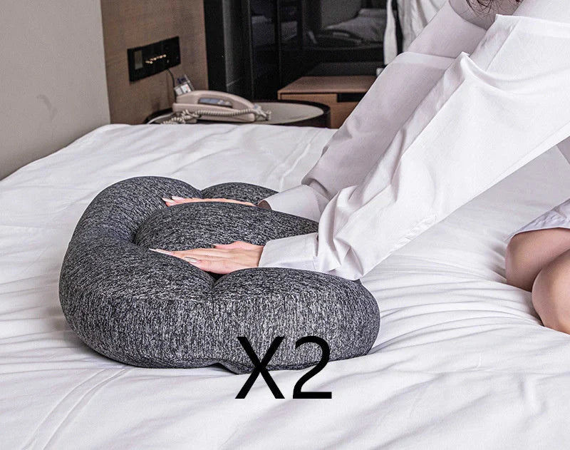 Round foam neck support pillow with pure cotton cover and adjustable height for personalized comfort