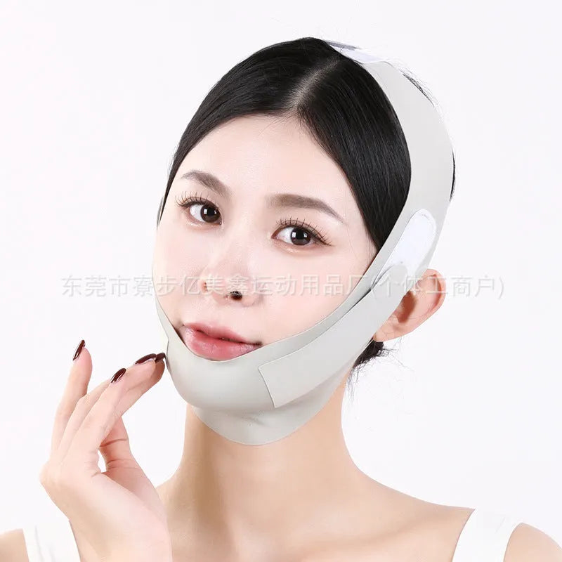 Purple and green V face shaping mask with graphene fabric for facial lifting and tightening