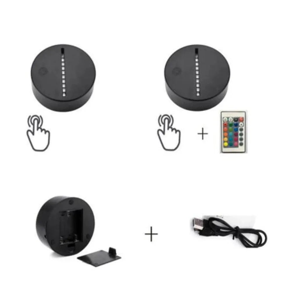Panda decorative LED night light with remote control showing seven colour options on acrylic panel.