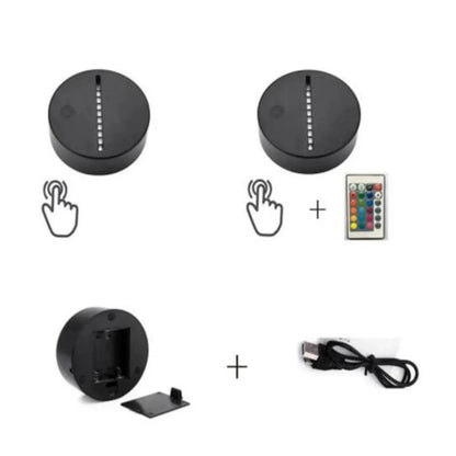Panda decorative LED night light with remote control showing seven colour options on acrylic panel.