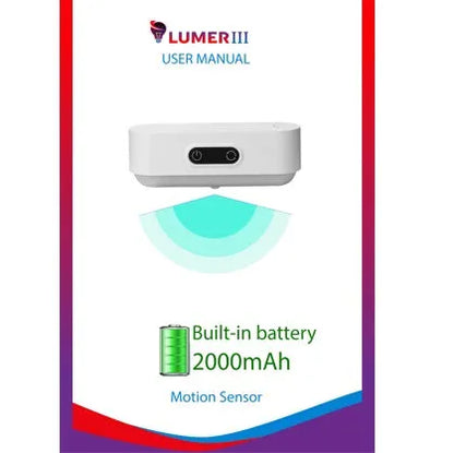 White magnetic mount USB rechargeable LED night light with motion sensor and touch control panel.