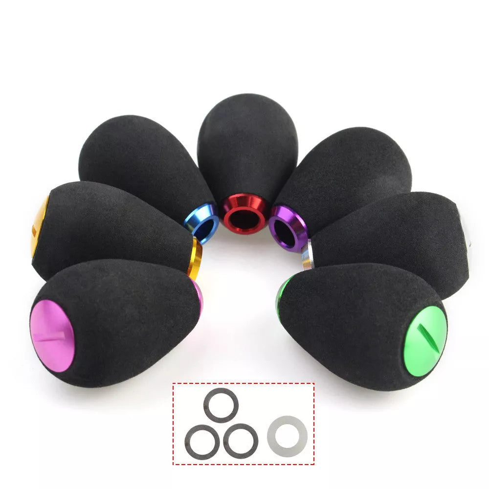 Fishing reel handle knob with EVA grip and metal cover in various colors