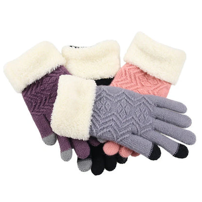 A pair of cozy, knitted winter gloves in a variety of fashionable colors, featuring a stylish Jacquard pattern and a soft, flexible fit.
