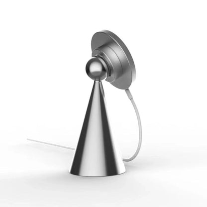 Magnetic phone stand for iPhone 12 and up, made of sleek aluminum alloy with 360-degree rotation for hands-free charging and viewing