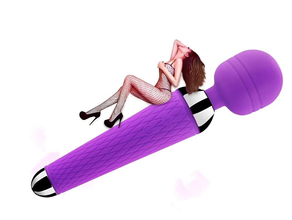 Pink electric AV vibrator with automatic thrusting mechanism, 200mm length