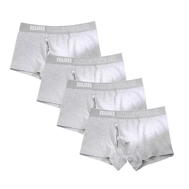 Men's cotton boxer underpants with antibacterial feature in solid colors