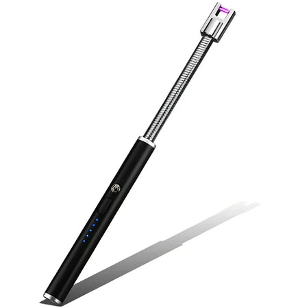 Black USB rechargeable electric lighter with 360-degree rotating head for windproof flameless ignition