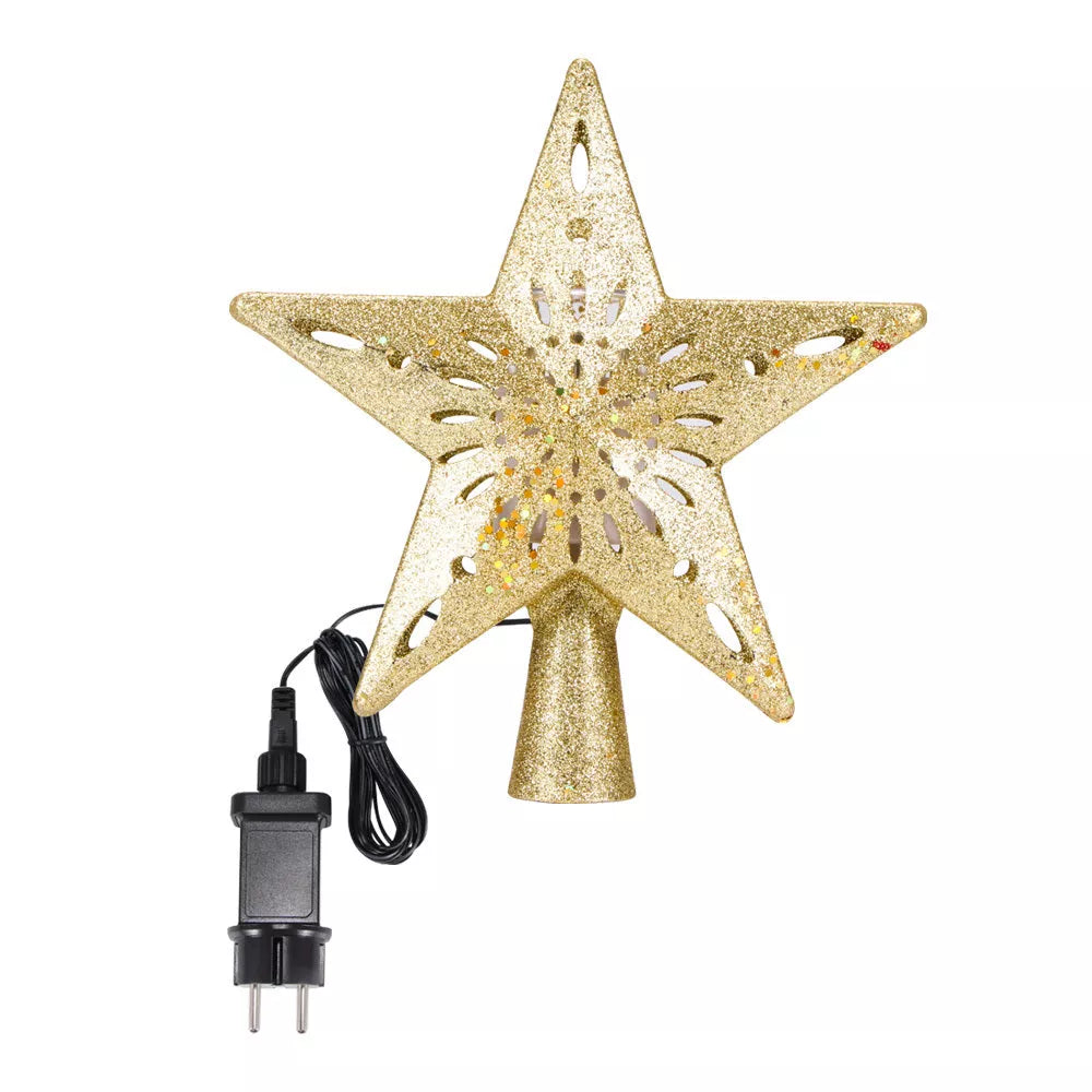 Star-shaped LED laser projector light for Christmas trees with adjustable blizzard effects