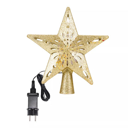 Star-shaped LED laser projector light for Christmas trees with adjustable blizzard effects