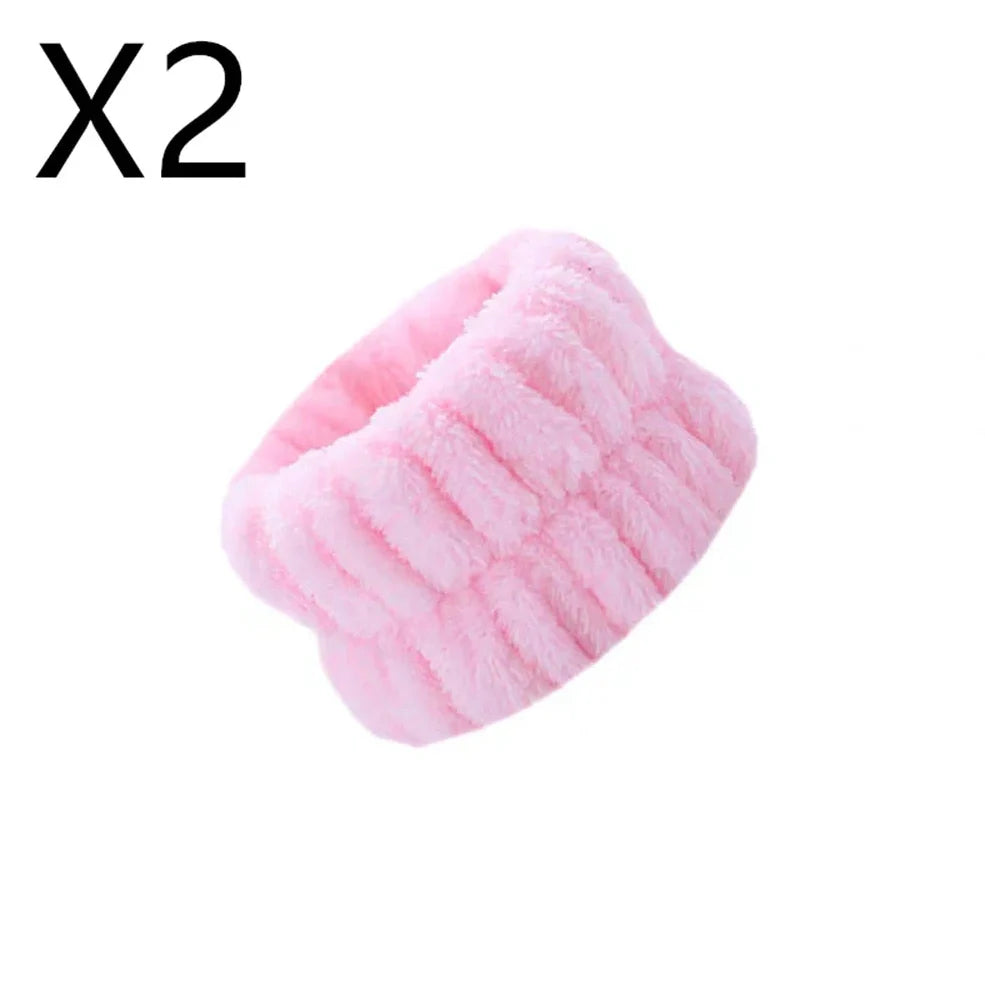 Coral velvet wrist washband with elastic band for facial cleansing, grey colour option shown