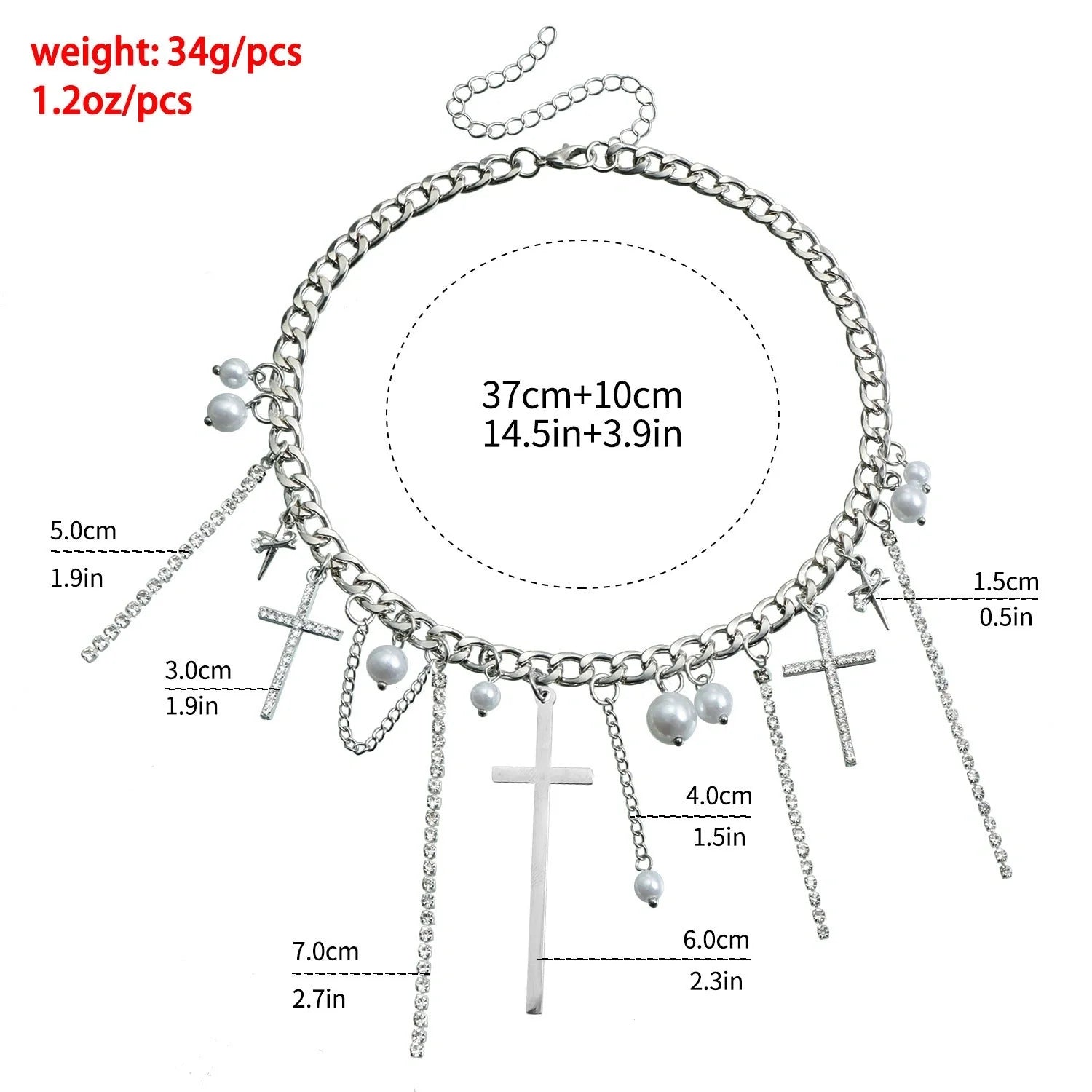 Cross tassel pearl collarbone chain necklace with alloy pendant in ZW1941 color