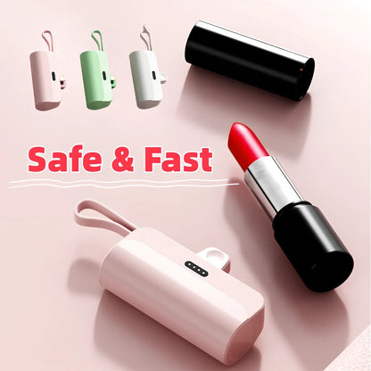 White capsule power bank showing compact 79mm size with USB charging ports visible