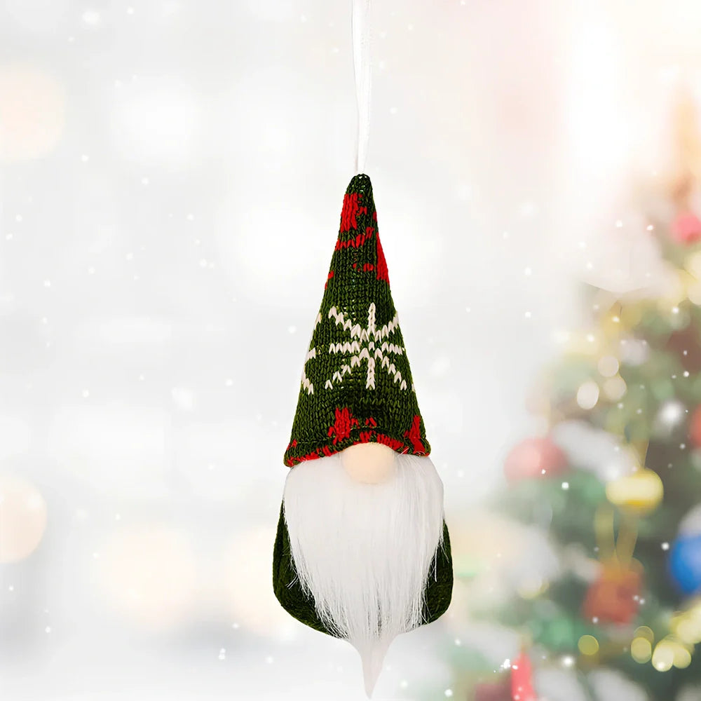 Christmas knitted small pendant decoration in red with 8cm diameter non-woven fabric construction