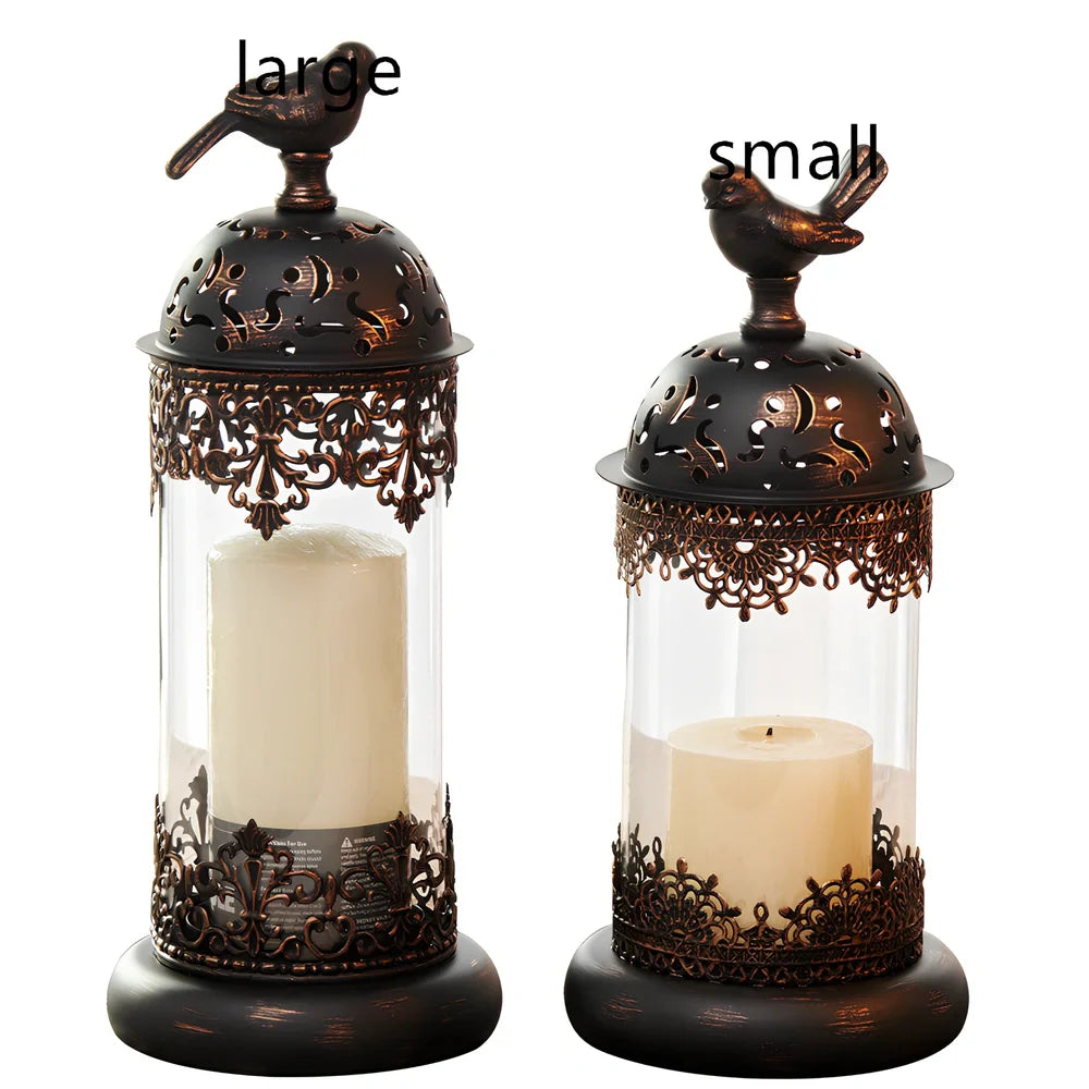 Iron baking paint candle holder in black 14x35cm size for home festive decoration