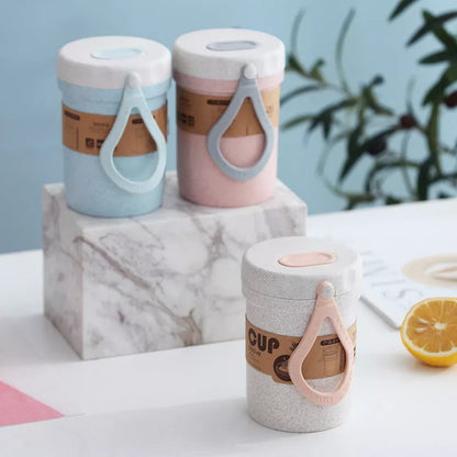 Portable Wheat Cup in Nordic colors with silicone vent valve for easy drinking