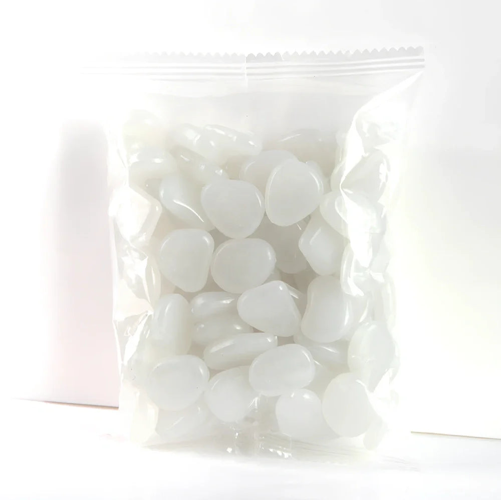 Blue, green, and white glow in the dark resin rocks for aquarium decoration with irregular shapes