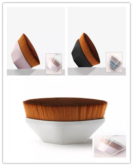 Professional foundation brush kit for BB cream and loose powder application in black, white, and pink