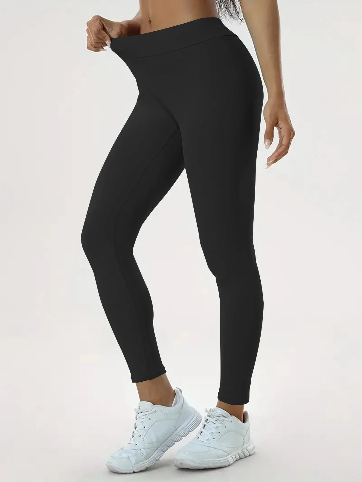 Slimming high-waist yoga pants with hidden tummy control, available in various colors and sizes