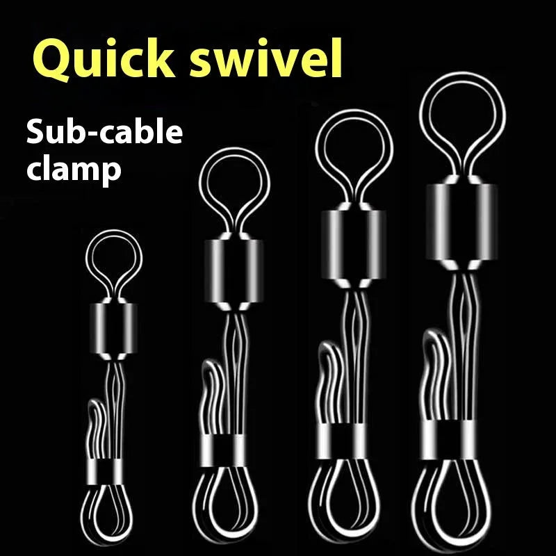 Brass quick change sub line clamp with barrel swivel bearing for fishing line management