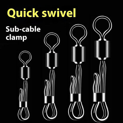 Brass quick change sub line clamp with barrel swivel bearing for fishing line management