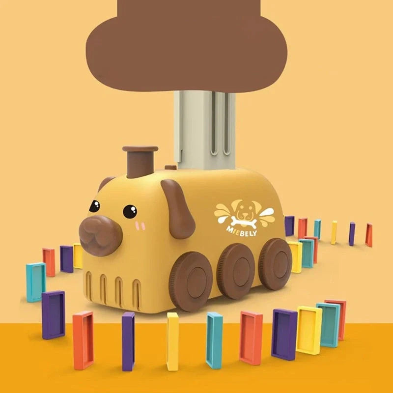 Domino Train Toy Stacking Block Set with Electric Car for Kids