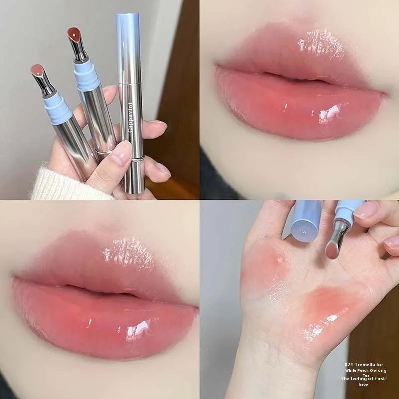 Mirror Water Light Lip Gloss in translucent shades, 12.9cm length, improves skin colour