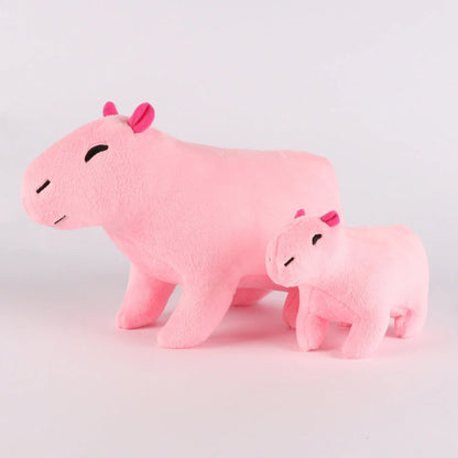 Capybara plush toy with super soft short plush fabric in blue, grey, pink, and brown colour options