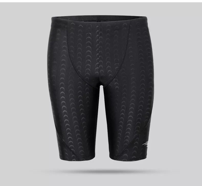 Men's Shark Skin Five Points swimming trunks with four-way stretch fabric in black and blue