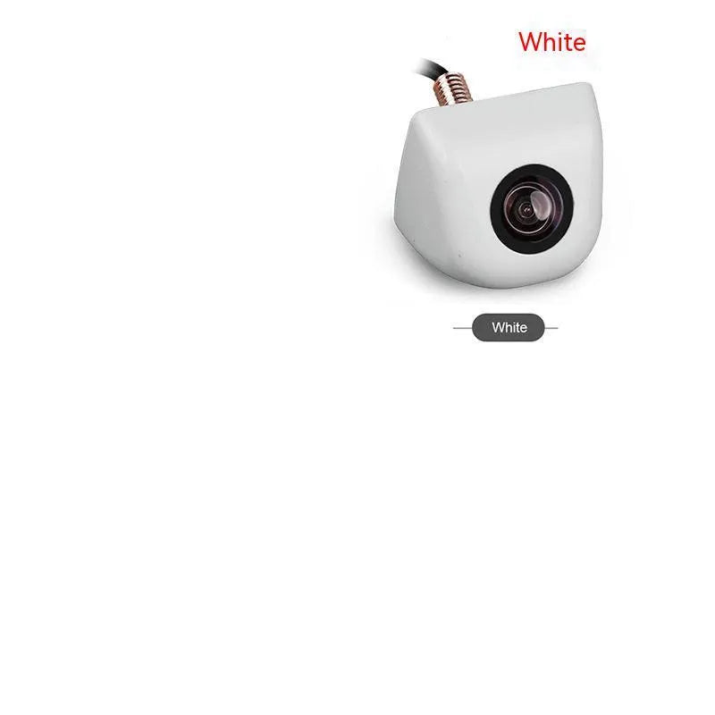 Black screw-mount HD waterproof rearview camera for cars with night vision, shown with connection cable.