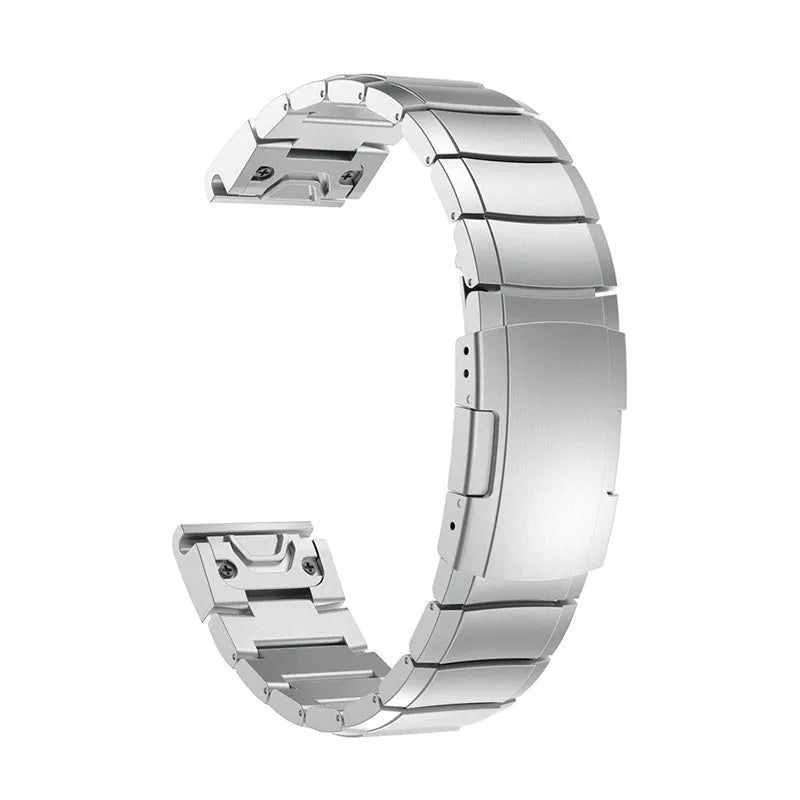 Stainless steel Garmin Fenix watch band in silver colour with straight buckle
