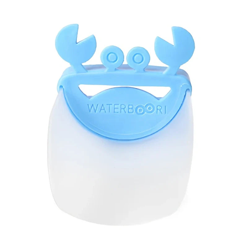 Multicolor crab-shaped polyethylene faucet extender, 8x11x6cm, for kids' bathroom hand washing on UK taps