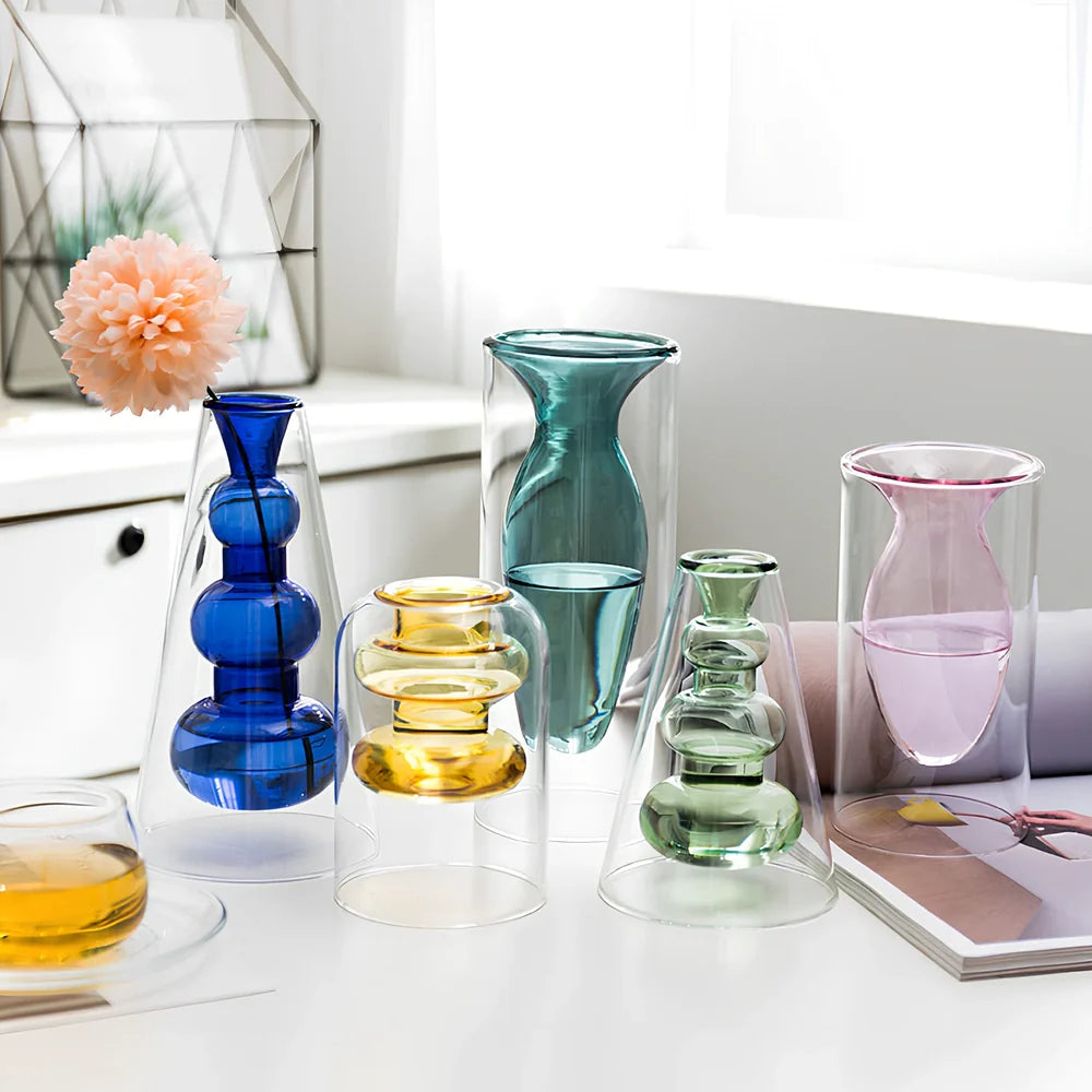 25cm tall European style glass vase in peacock blue with 15cm opening and weighted base