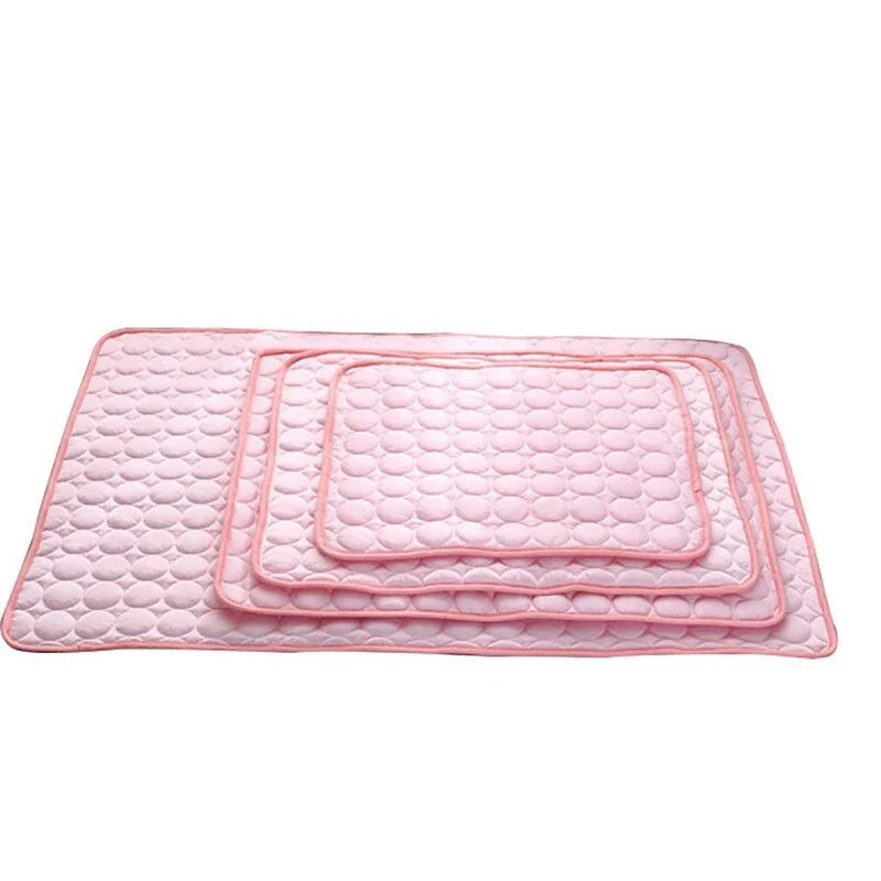 Cooling pet pad for dogs and cats made with heat-resistant fibers for instant cooling relief during summer